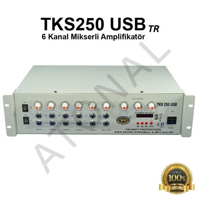 TKS 250 USB TR 6 Kanal 250 Watt Mikserli Amplifikatör