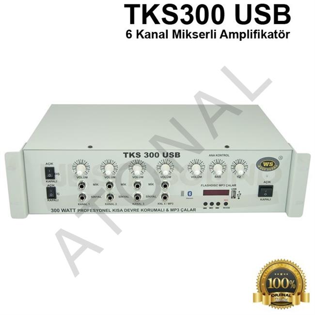 TKS 300 USB 6 Kanal 300 Watt Mikserli Amplifikatör