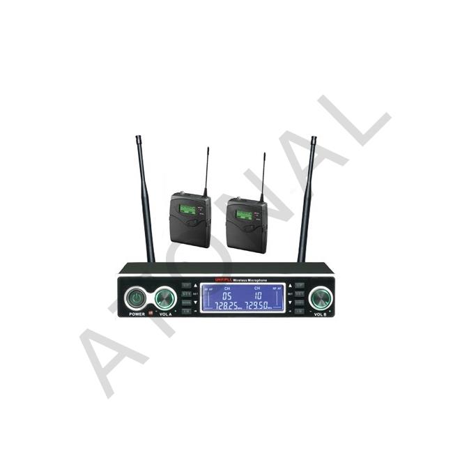 U1502YY UHF Çift Kanal Çift Yaka Telsiz Mikrofon 