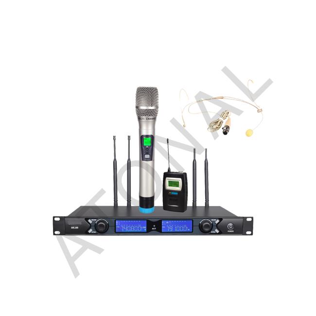 U3302K UHF Çift Kanal Tek El+Tek Hadset Telsiz Mikrofon