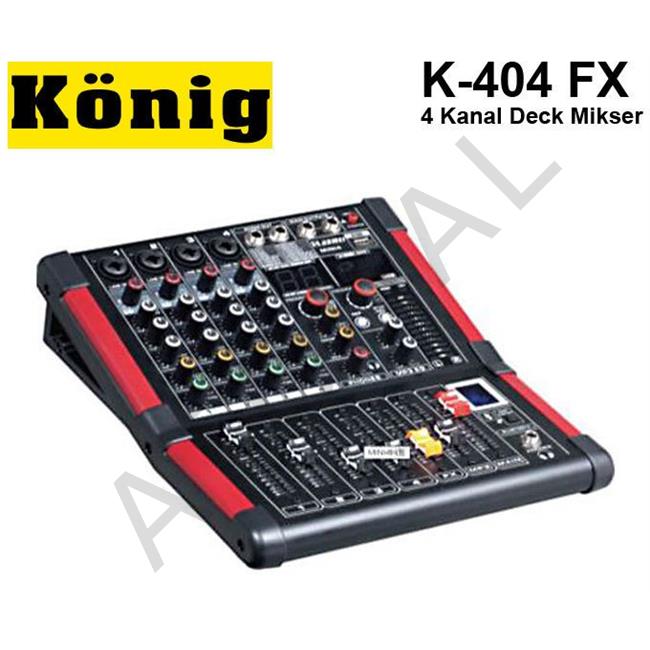 K 404FX, 4 XLR Mono Giriş 1 AUX Efekli Seslendirme Mikseri