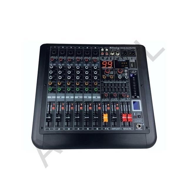 K 606 FX, 6 Mic/Line Giriş 1 AUX Deck Seslendirme mikseri