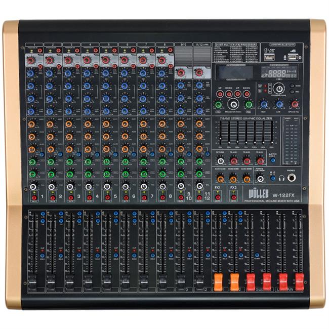 W-122 FX, 12 Kanal Usb-Bt 48V 99 Dsp Efect Deck Mixer 