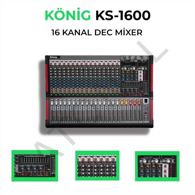 KÖNİG KS-1600 16 KANAL DECK MIXER ÇİFT EFEKT